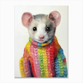 Baby Animal Wearing Sweater Ferret 1 Canvas Print
