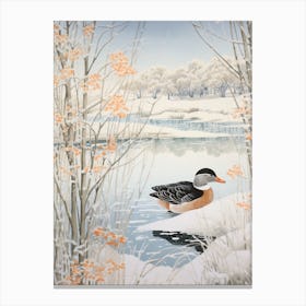 Winter Bird Painting Mallard Duck 4 Canvas Print