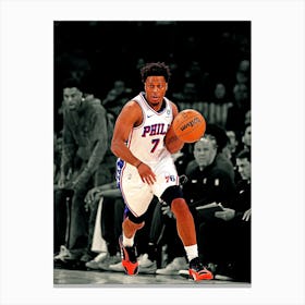 Kyle Lowry Of The Philadelphia 76ers Takes The Ball During The First Half Against The New York Knicks Canvas Print