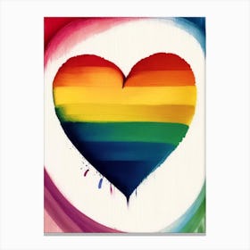 Rainbow Heart 1, Symbol Abstract Painting Canvas Print