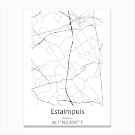 Estaimpuis,Belgium Minimalist Map Canvas Print