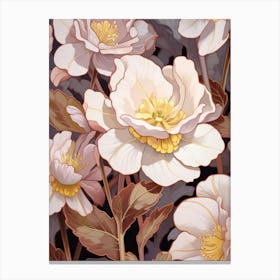 Hellebore 3 Flower Painting Canvas Print
