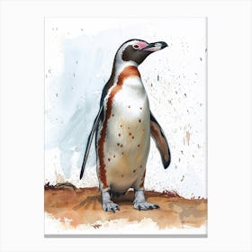 Humboldt Penguin Gold Harbour Watercolour Painting 2 Canvas Print