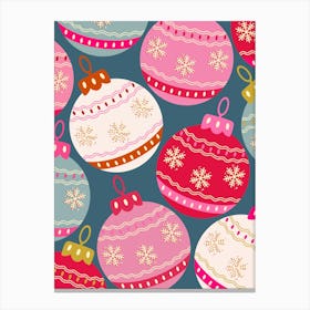 Retro Christmas Baubles Colorful Canvas Print