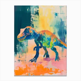 Dinosaur Abstract Blue Orange Green Brushstroke Canvas Print