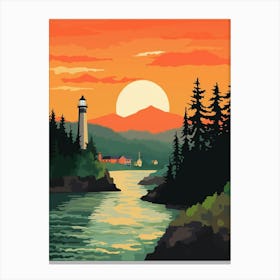 San Juan Islands Retro Pop Art 15 Canvas Print