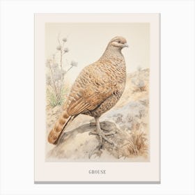 Vintage Bird Drawing Grouse 2 Poster Canvas Print