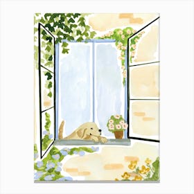 Puppy By The Window Canvas Print