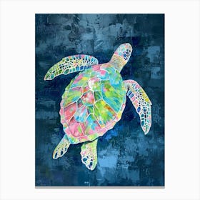 Sea Turtle Swimming Pink & Blue 3 Canvas Print