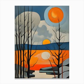 Sunset Over The Lake Canvas Print