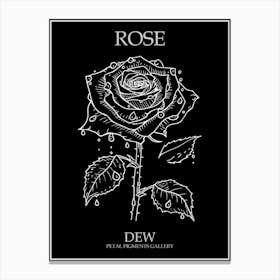 Rose Dew Line Drawing 1 Poster Inverted Canvas Print