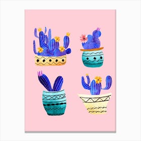 4 Cute Cactus Canvas Print