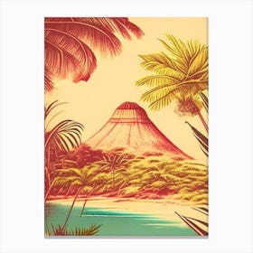 Mauritius Beach Vintage Sketch Tropical Destination Canvas Print