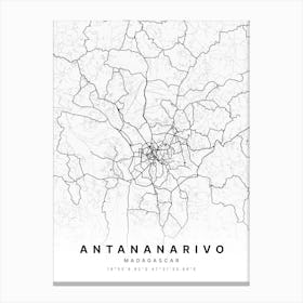 Antananarivo Madagascar White Map Canvas Print