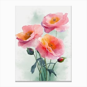 Roses Flowers Acrylic Painting In Pastel Colours 11 Canvas Print
