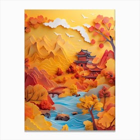 Beautiful Landscape Paper Craft Style 16 Canvas Print