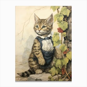 Storybook Animal Watercolour Bobcat 1 Canvas Print