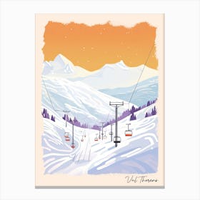 Poster Of Val Thorens   France, Ski Resort Pastel Colours Illustration 1 Canvas Print