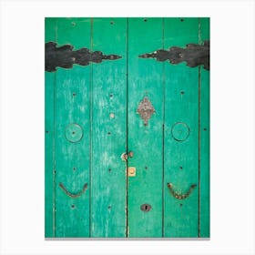 Close up Emerald green door in Eivissa // Ibiza Travel Photography Canvas Print