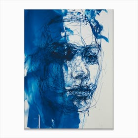 Portrait Woman Blue Painting Poster Canvas Print