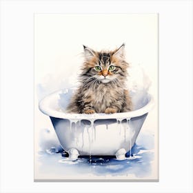 American Bobtail Cat In Bathtub Bathroom 4 Canvas Print