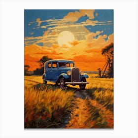 Sunset In The Field Canvas Print