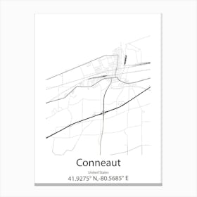 Conneaut,United States Minimalist Map 1 Canvas Print