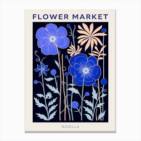 Blue Flower Market Poster Love In A Mist Nigella 3 Canvas Print