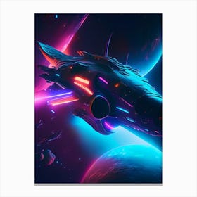 Flyby Neon Nights Space Canvas Print