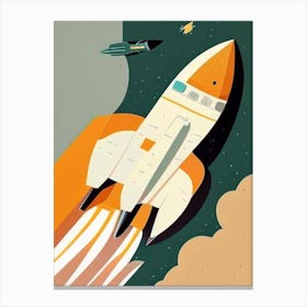 Space Shuttle Musted Pastels Space Canvas Print