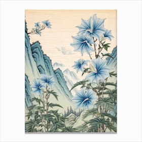 Kikyo Chinese Bellflower 3 Japanese Botanical Illustration Canvas Print