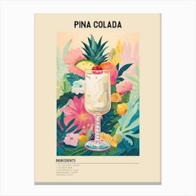 Pina Colada Cocktail Ingredients Poster Canvas Print