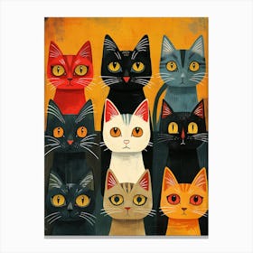Beautiful Painting Funky Cats 9 Canvas Print