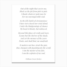 Invictus Poem Canvas Print