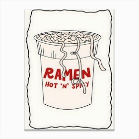 Ramen Hot N Spicy Noodles Food Kitchen Simple Canvas Print