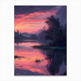 Sunset Over A Lake Canvas Print