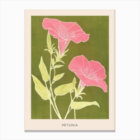 Pink & Green Petunia 1 Flower Poster Canvas Print
