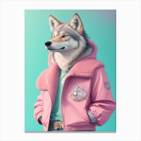 Wolf Wearing Jacket Canvas Print