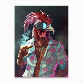 Animal Party: Crumpled Cute Critters with Cocktails and Cigars Rooster 5 Canvas Print
