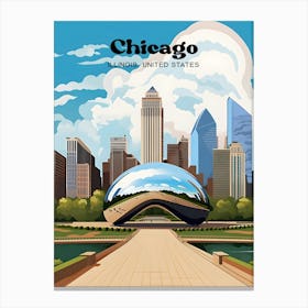 Chicago Illinois United States Cloud Gate Travel Art Canvas Print