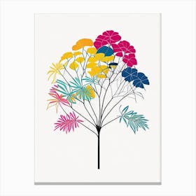 Umbrella Tree Floral Minimal Line Drawing 3 Flower Canvas Print