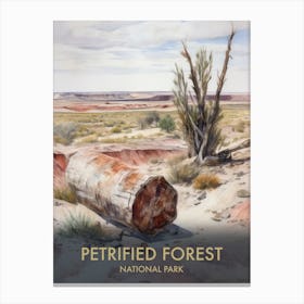 Petrified Forest National Park Watercolour Vintage Travel Poster 1 Canvas Print