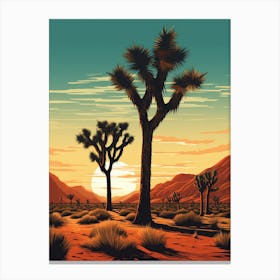  Retro Illustration Of A Joshua Trees At Dusk In Desert 2 Canvas Print