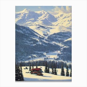 Sun Peaks, Canada Ski Resort Vintage Landscape 1 Skiing Poster Canvas Print