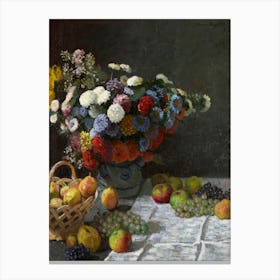 Still Life With Flowers And Fruit (1869), Claude Monet Canvas Print