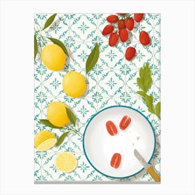 Illustration Of Lemons And Tomatoes Canvas Print