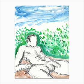Poster Print Giclee Wall Art Adult Mature Explicit Homoerotic Erotic Man Male Nude Gay Art Drawing Artwork 001 Canvas Print