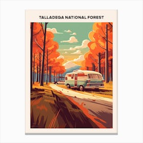 Talladega National Forest Midcentury Travel Poster Canvas Print