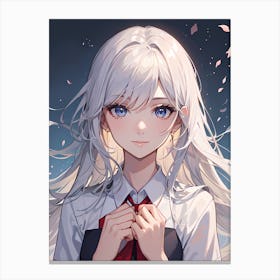 Anime Girl With White Hair 1 Canvas Print