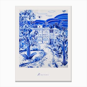 Assisi Italy Blue Drawing Poster Canvas Print